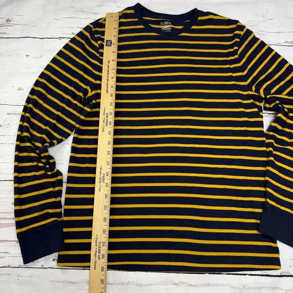 J.Crew Re-Imagined Navy Yellow Striped Long Sleeve Top Size M - Picture 7 of 8